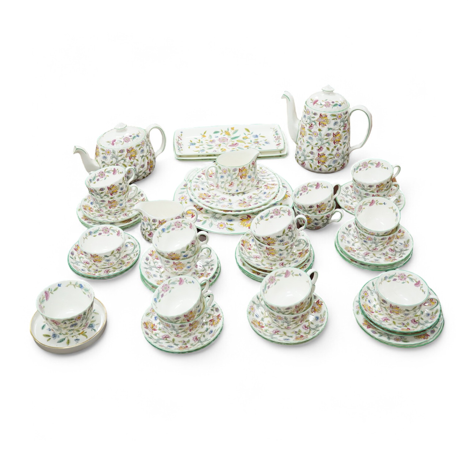 A Hadden Hall floral design part tea and coffee service, with sandwich plates, etc. (59). Condition - mostly good